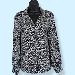 Vintage B&W Cheetah Print Blouse